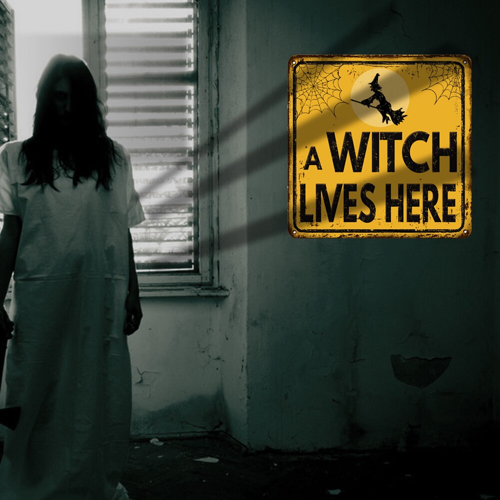 Halloween Party Direction Signs Warning Sign Sticker Self-adhesive Horror Wall Sticker Party Decorative Decals