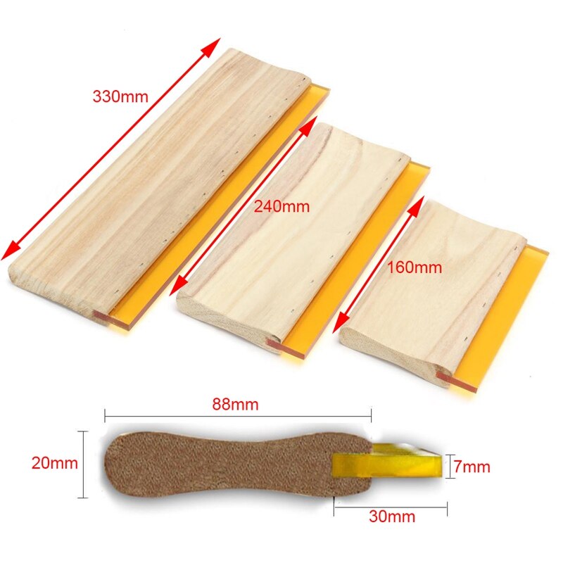 Botique-3 Pcs Silk Sn Printing Squeegee Ink Scaper Scratch Board Tools 16cm 24cm 33cm