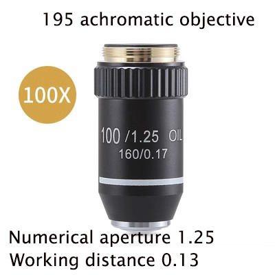 195 Achromatic Objective Lens 4X 10X 20X 40X 60X 100X for Biological Microscope RMS 20.2mm Optical Microscope Parts: WHITE