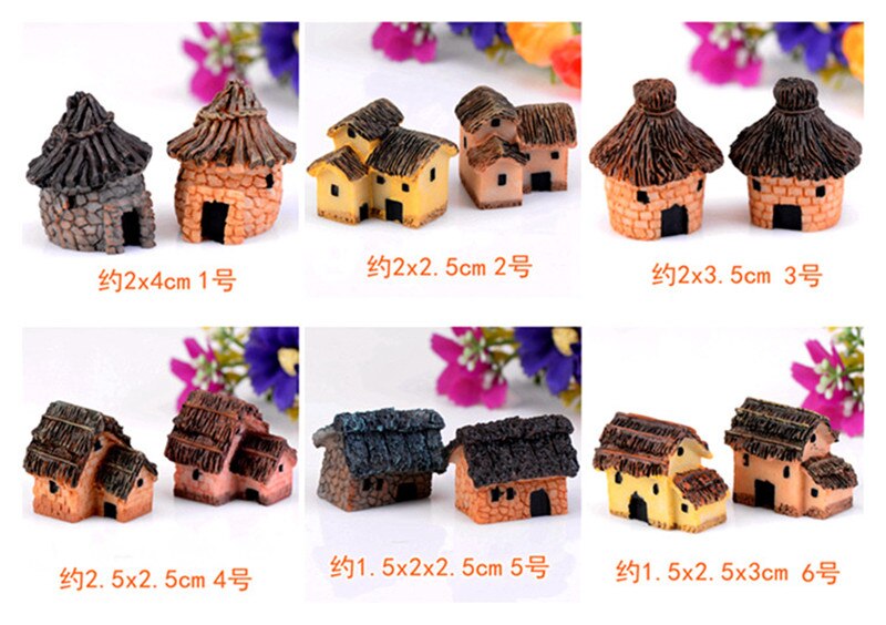 1 stk mini kunstig hus miniature bygning til fe haven mini håndværk miniatyr dekoration: 7