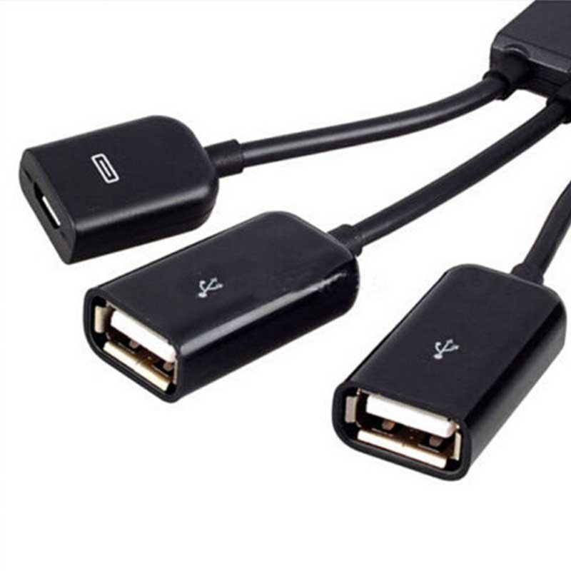 3 in 1 Micro USB HUB Male to Female &amp; Double USB 2.0 Host OTG Adapter Cable