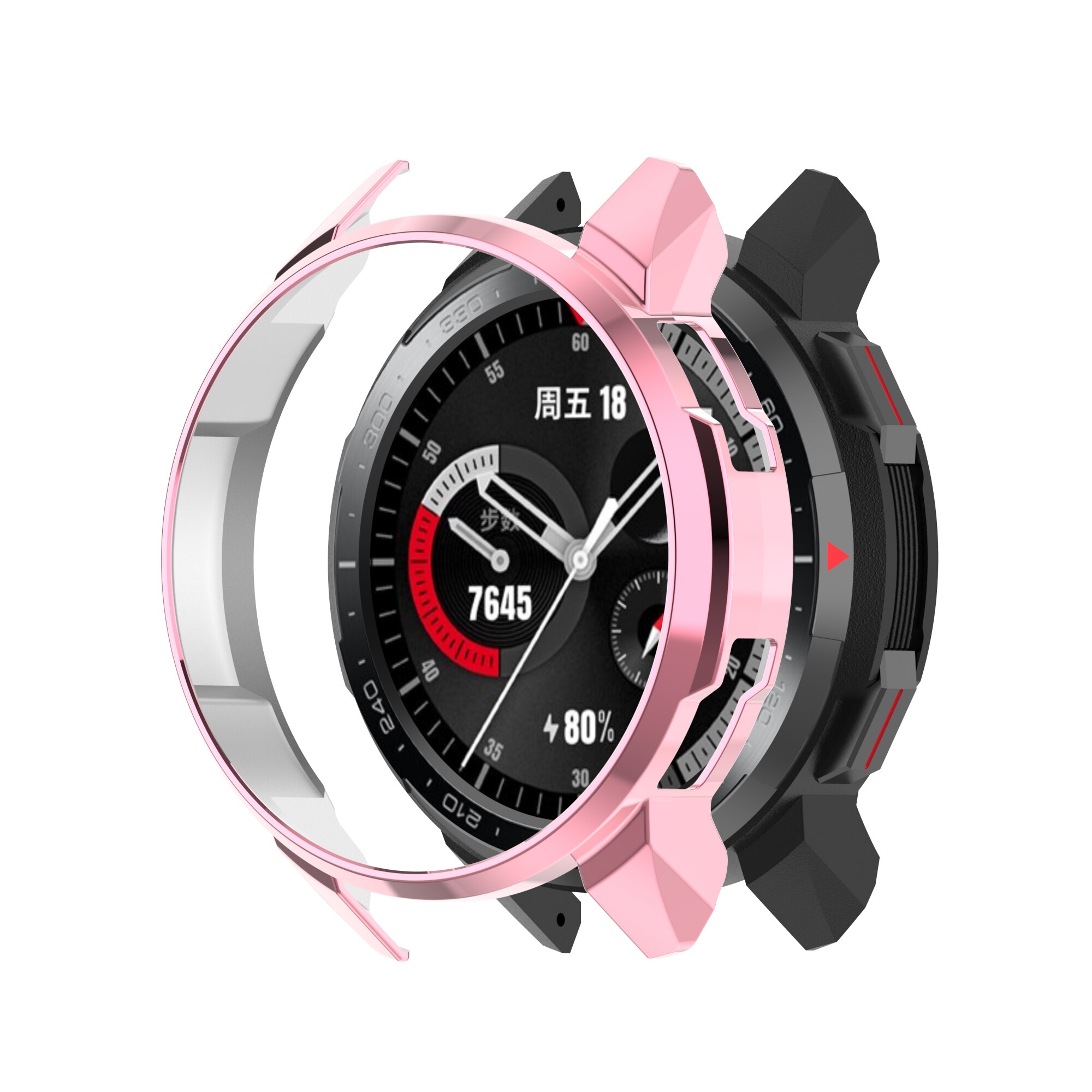 Akbnsted tpu chapeamento caso protetor de silicone para huawei honra gs pro relógio inteligente acessórios para huawei honra gs pro caso: Rose Pink