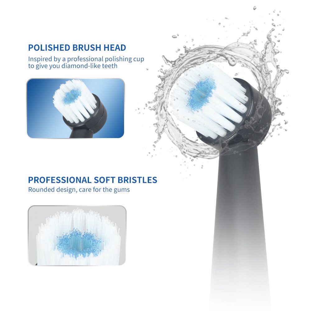 HERE-MEGA Rotating Electric Toothbrush Super Waterproof Cleaning Rechargeable Teeth Power Ultrasonic Sonic Tooth Brush Adult R02