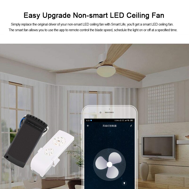Módulo controlador de ventilador de techo, controlador de velocidad de ventilador WiFi, RF, Tuya, para Alexa, Google Home, Smart Life, App