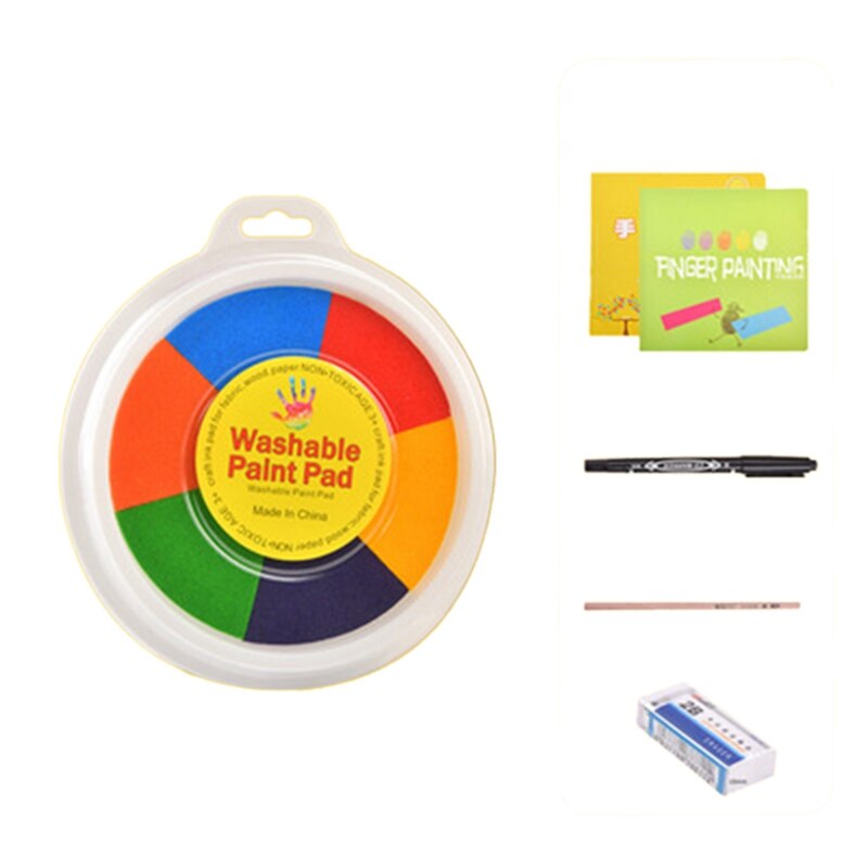 Funny Finger Painting Pad Kit Kids DIY Paint Crafts Washable Children Educational Mud Tool Drawing Book: white