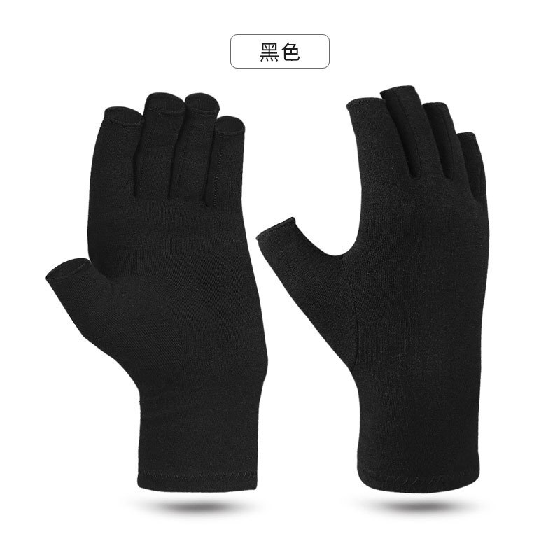 1 Paar Compressie Handschoenen Hand Koper Artritis Handschoenen Gezamenlijke Pijnbestrijding Half Vinger Antislip Therapie Handschoenen Voor Vrouwen mens: C Black / S