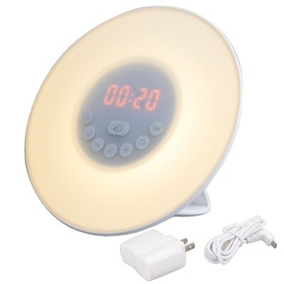 Wake Up Light Alarm Clock Sunrise/Sunset Simulation Luminous Digital Clock with FM Radio Night Light Touch Control Table MJ82502: EU Plug