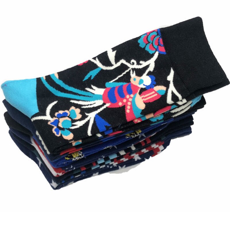 Herensokken grappige cartoon pauw bliksem wolk stippen kleurrijk vrolijk harajuku hiphop katoenen sokken heren herfst winter