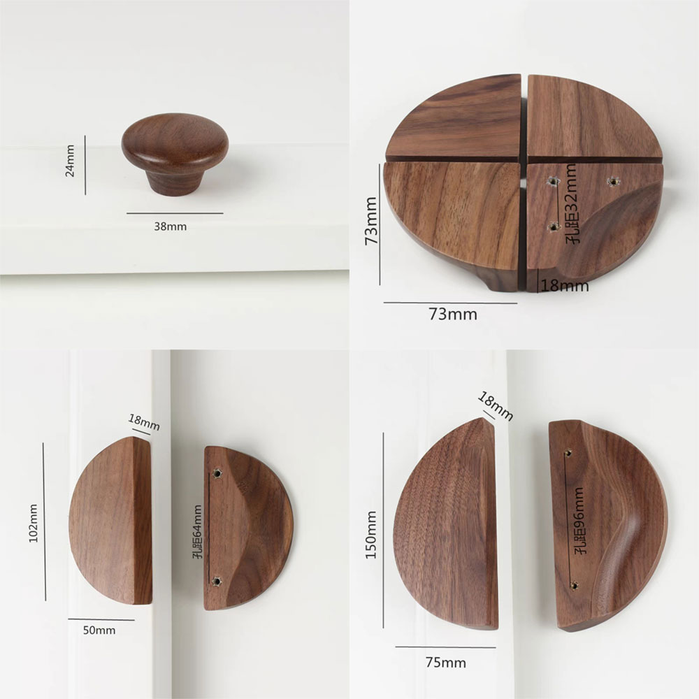 Solid Wood Semicircle Kitchen Cabinet Handles Beech/Walnut Bedroom Wardrobe Pulls Quadrant Cupboard Door Knobs Cabinet Hardware: 7XL / WHITE