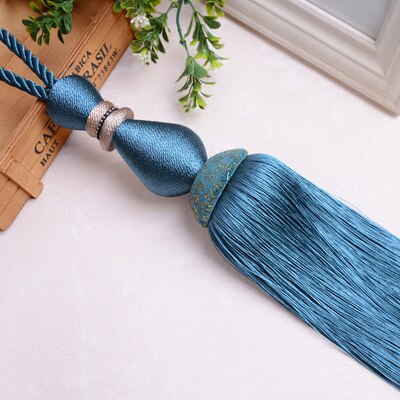 2 teile/los Vorhang Quaste Pinsel Fringe Raffhalter Hängen Gürtel Ball Seile Vorhang Zubehör Tieback Schnalle Wohnkultur: Blau