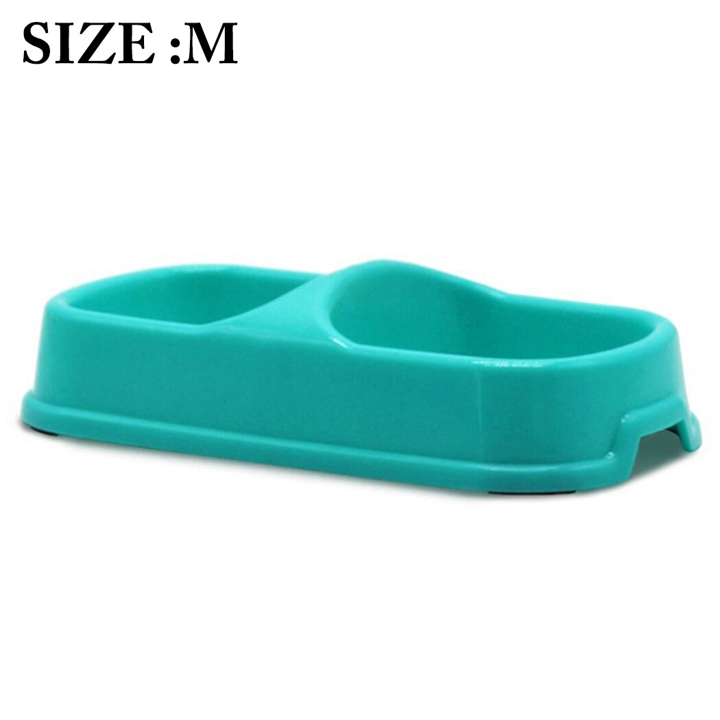 1PCS Pet Bowl Anti-skid Double-bowl Pet Food Bowl Pet Feeder Bowl PP Plastic Cat Bowl Non-slip Pet Feeders for Cats: M blue