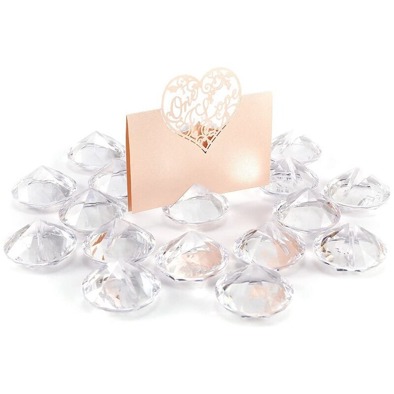 20Pcs Diamond Place Card Holders Clear Table Number Wedding Crystal Sign Memo Centerpiece Party Restaurant