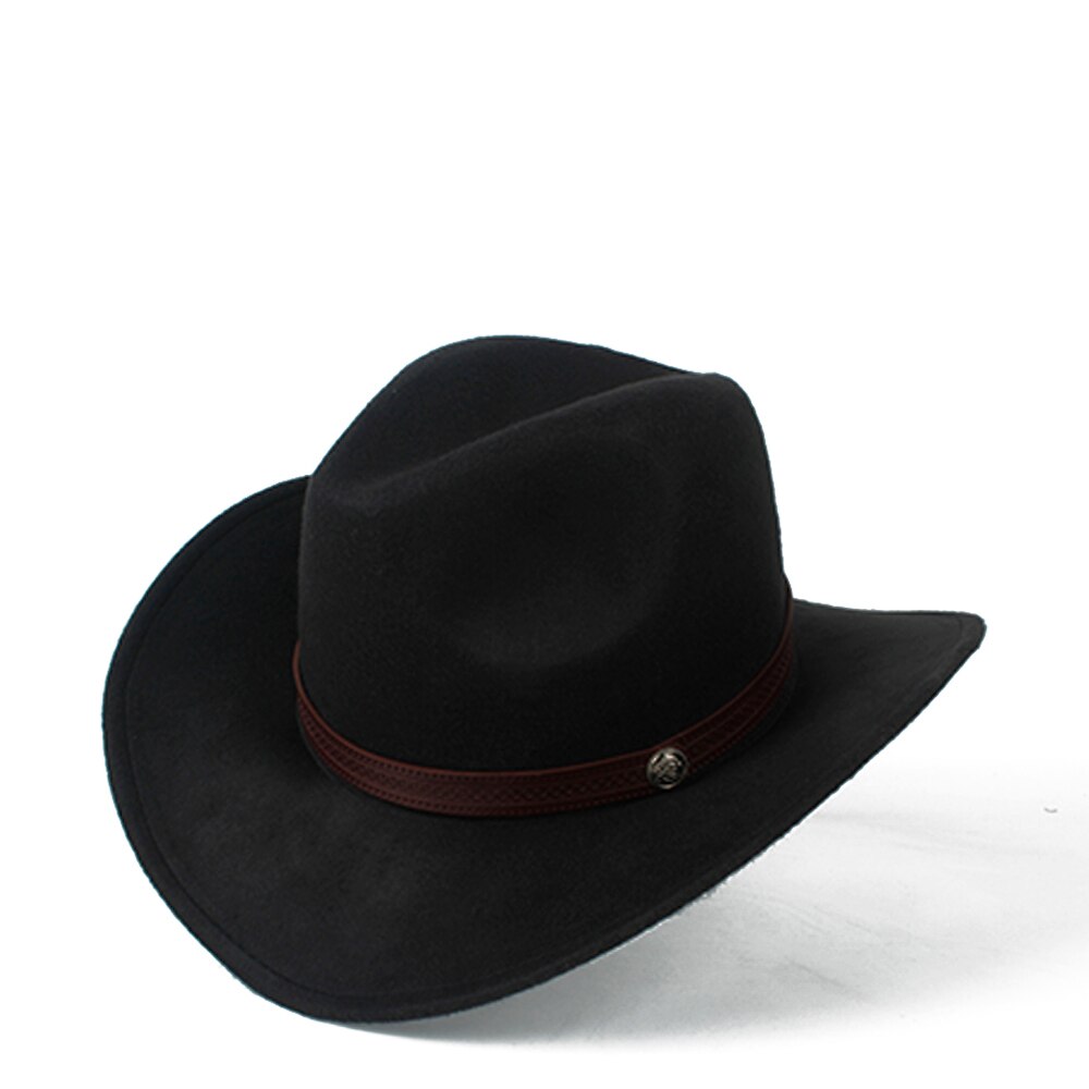 Women Men Wool Hollow Western Cowboy Hat Gentleman Outblack Sombrero Hombre Jazz Cap Size 56-58