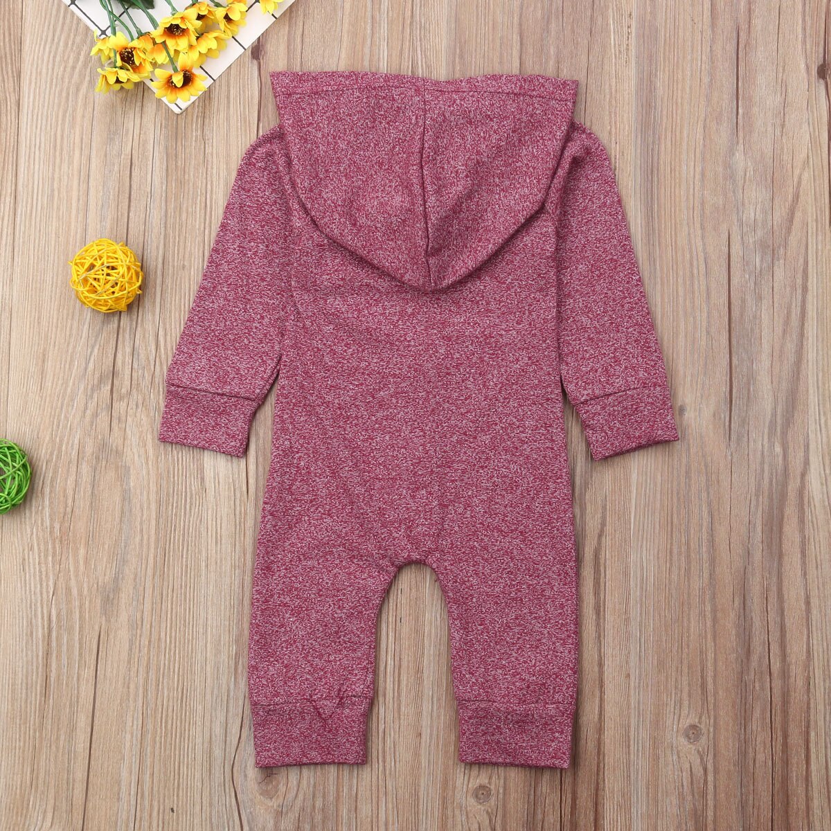 Baby Hoodie Romper Long Sleeves Comfortable Solid Button Jumpsuit Newborn Boy Girl Outfit