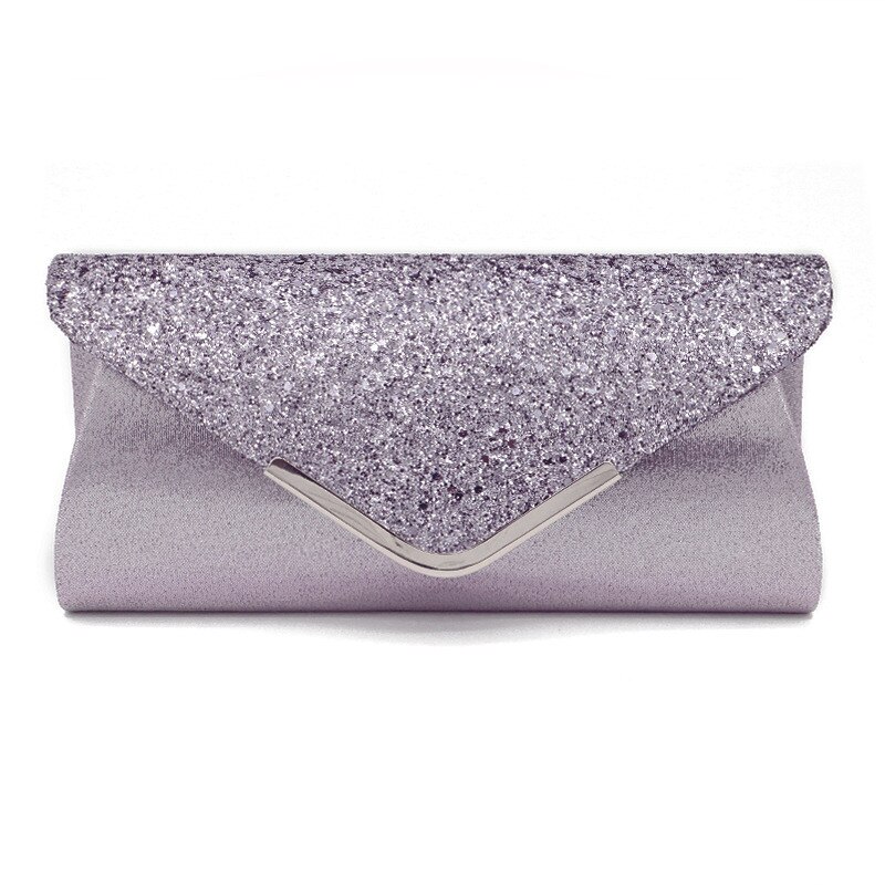 Women's Glitter Shimmer Envelope Ladies Sequins Evening Party Prom Smart Jane Clutch Bag Handbag: Gray