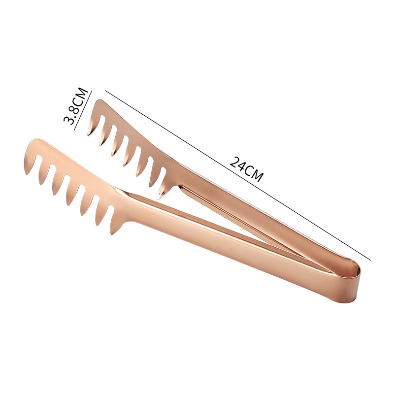 Pinzas para comida de cocina, peine de Color de acero inoxidable, Clip para comida, utensilios de cocina antiadherentes, abrazadera para Buffet de carne y ensalada, accesorios para el hogar: Amarillo claro