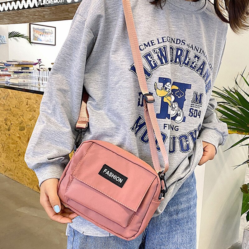 Borsa a tracolla Casual da donna in tinta unita borsa a tracolla in tessuto di Nylon borsa a tracolla per cellulare borsa cosmetica per cellulare