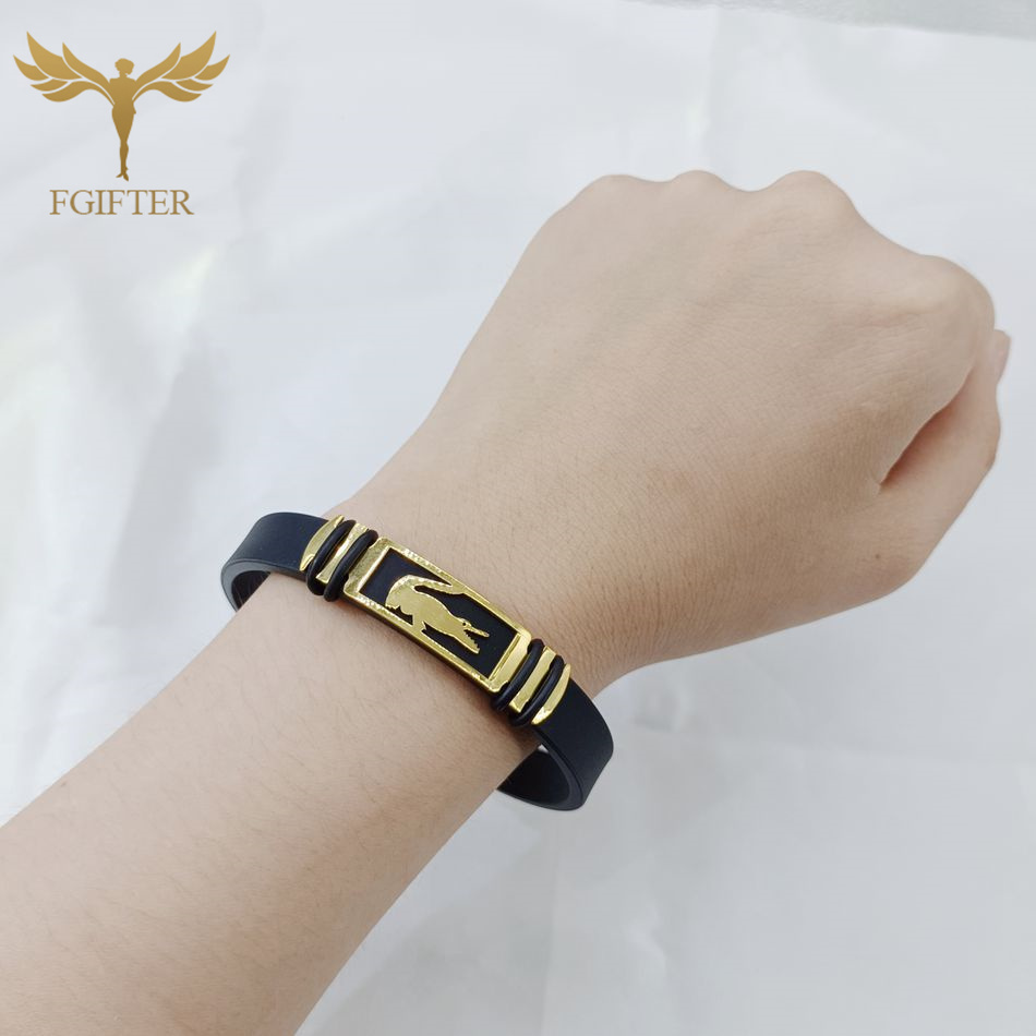 Bracelet accessoire Crocodile Reptile féroce, en acier inoxydable, en Silicone coloré, pour hommes et femmes, fournitures de fête, bijoux