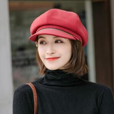 Gorras elegantes para mujer, sombrero con cremallera, tendencia Retro, estilo clásico, Snapback, Otoño e Invierno: red