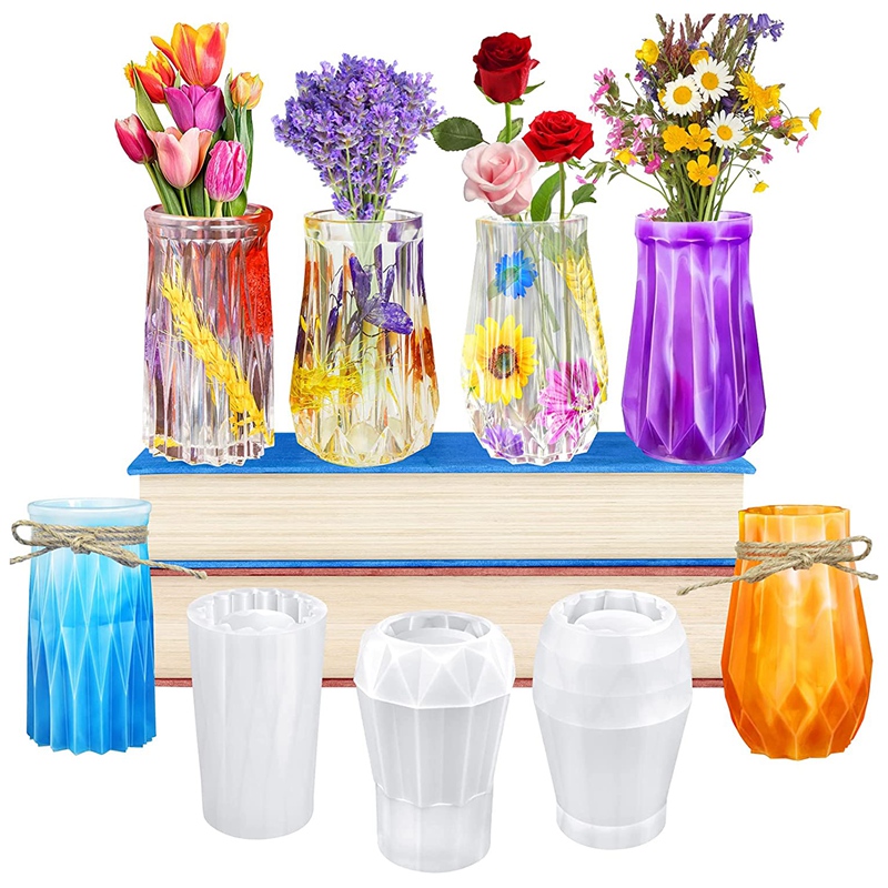 Moules en résine pour petits et grands vases, Kit de moules en Silicone avec ficelle, en époxy, pour Vase de fleurs