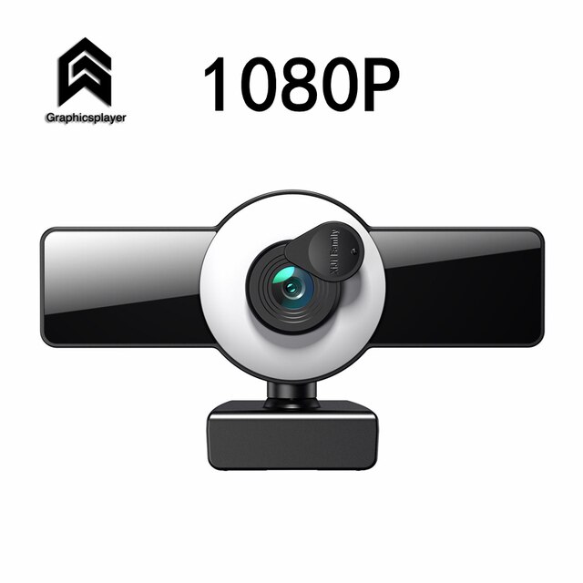 1080P/2K/4K Webcam with Ring Selfie Light Fill Light Built-in Microphone HD Camera for Computer PC Auto Focus Image Sensor: 1080p