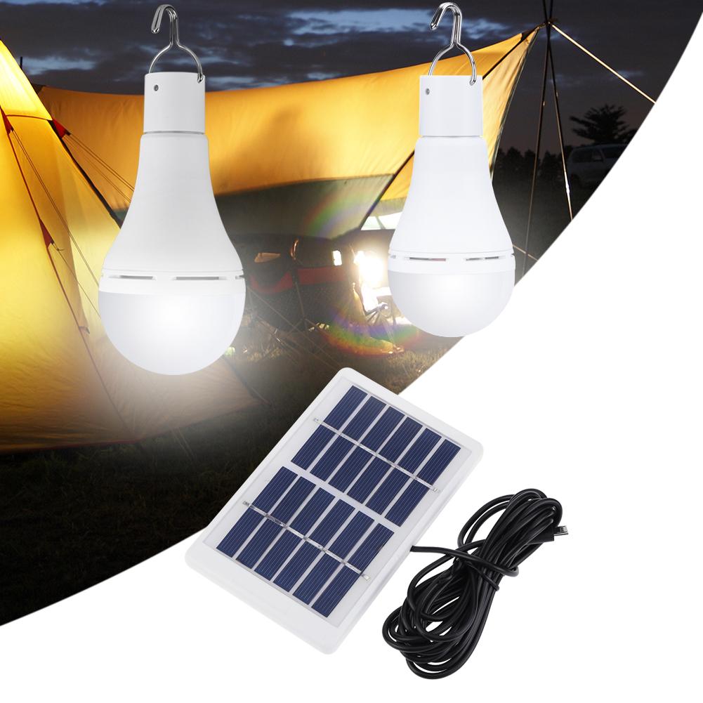 LED Solar Licht Solar Lampe mit Fernbedienung Lampe Indoor Wasserdichte Panel Notfall Kunststoff Birne Haken Zelt Laterne Im Freien
