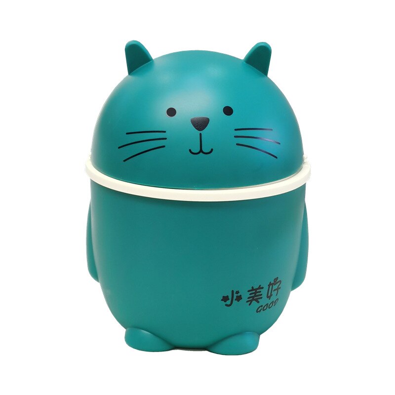 Cartoon Kat Tafel Plastic Prullenbak Desktop Afval Doos Bin Vuilnis Mand Thuis Kantoorbenodigdheden Dustbins Diversen Vat Doos: Green
