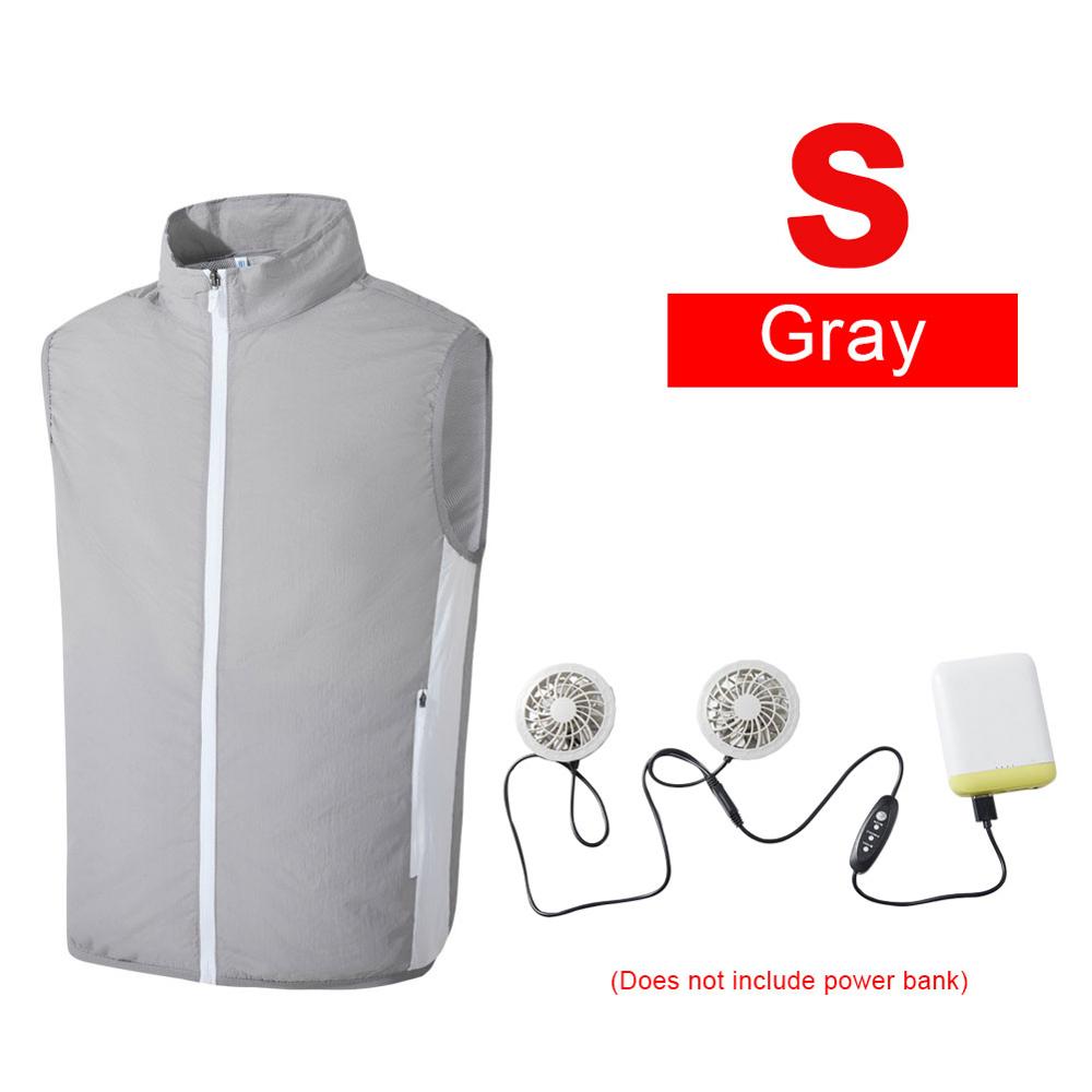 Fan Cooling Usb Opladen Kleding Fan Vest Airconditioning Kleding Voorkomen Zonnesteek Verdampen Zweet Outdoor Vissen: gray / S