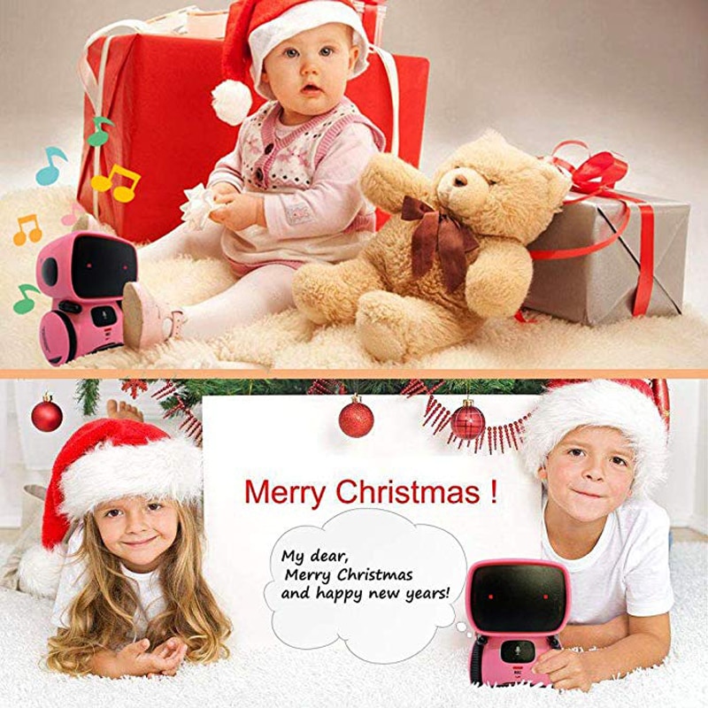 Smart Pink Robot Intelligent Robotic Toys Repeating Recorder Touch Control Voice Control Toy for Kids Christmas