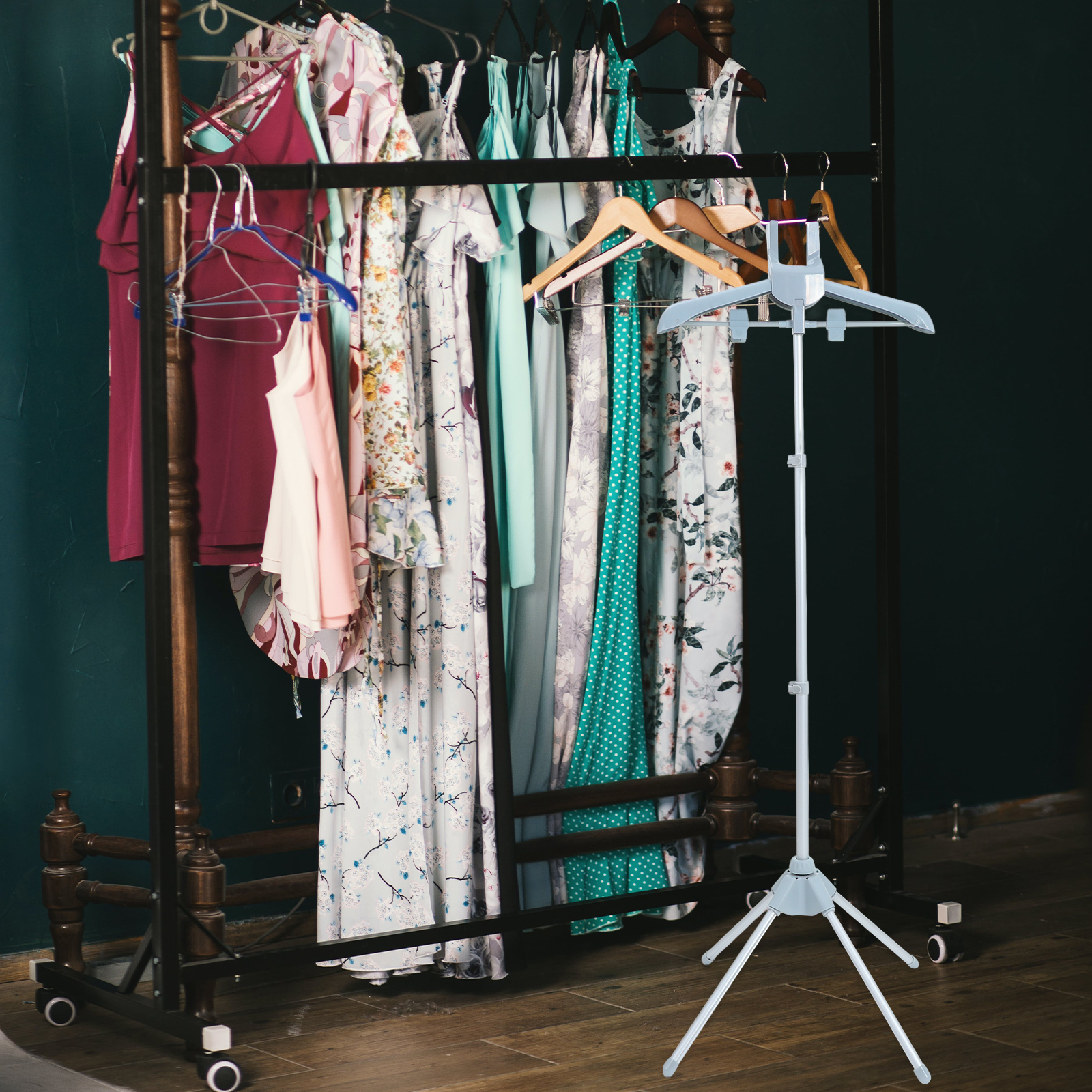 Składany wieszak robić parownicy robić ubrań Regulowany stojak robić suszenia ubrań Ręczna maszyna robić prasowania Wieszak robić spodni Szaliki Plastik