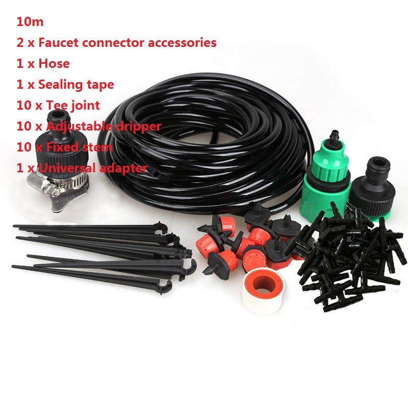 10M/20M DIY Micro Drip Irrigation System Plant Self Watering Garden Hose Tools Garden Watering Accessiories: 10m