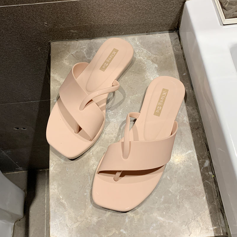 Women Sweet Light Weight Pvc Beach Flip Flops Lady Casual Comfort Summer White Anti Skid Flip Flops Tong Femme E5929: a / 7.5