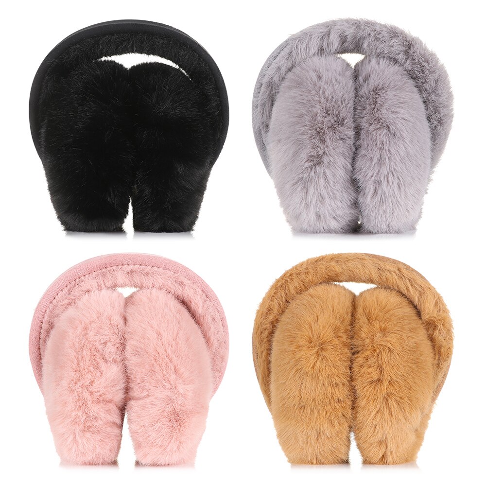 Damskie zimowe ciepłe futerkowe nauszniki jednokolorowe miękki pluszowy nauszniki ochraniacze uszu odkryty wiatroszczelny utrzymuj uszy ciepłe
