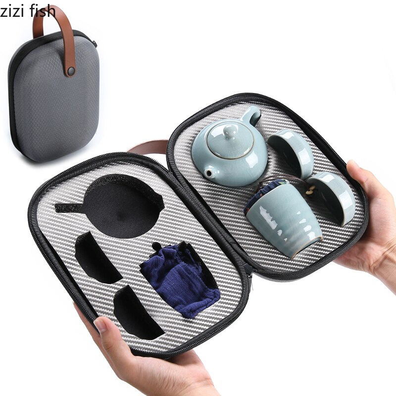 Chinesische Kung Fu Tee-Set Keramik Tragbare Teekanne Set Im Freien Reise Gaiwan Tee Tassen Tee Zeremonie Teetasse Trink Fine