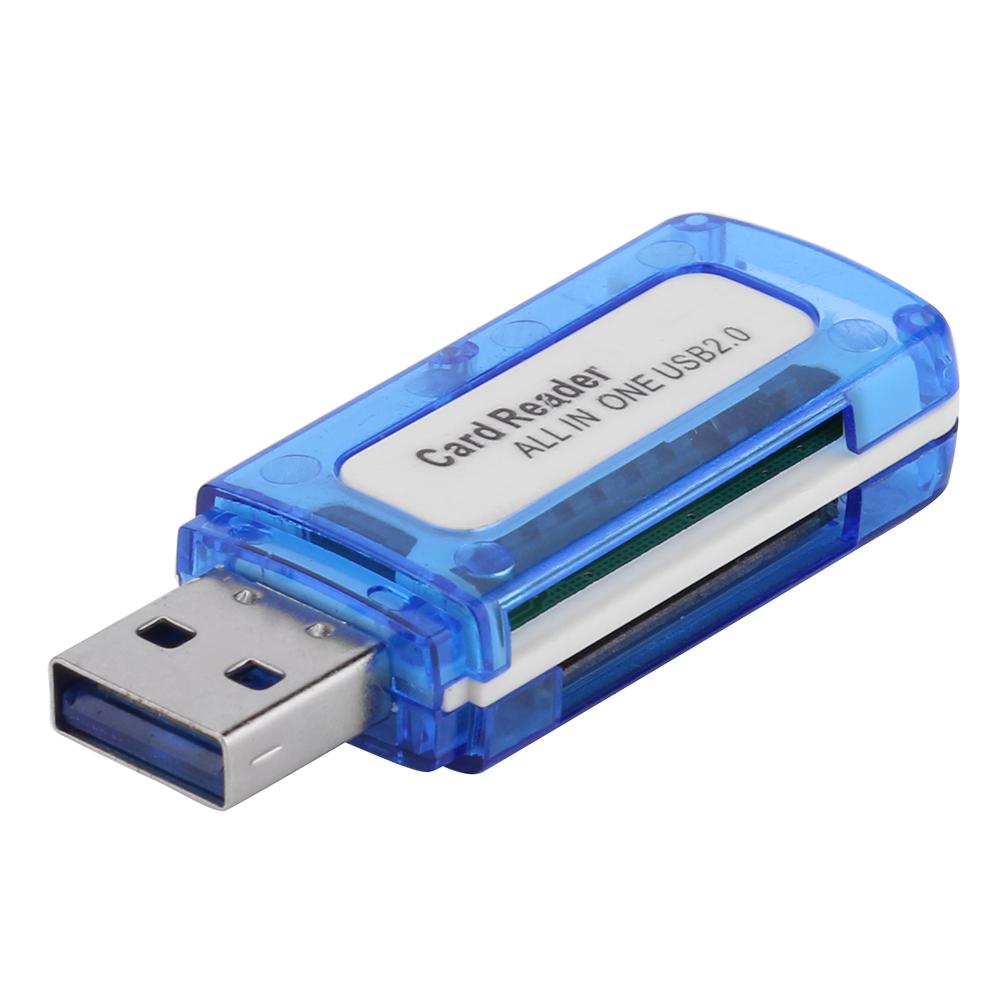 Leitor de cartão de memória portátil 4 em 1, leitor de cartão multiuso, usb 2.0, tudo em um, para micro sd, tf, ms, micro m2