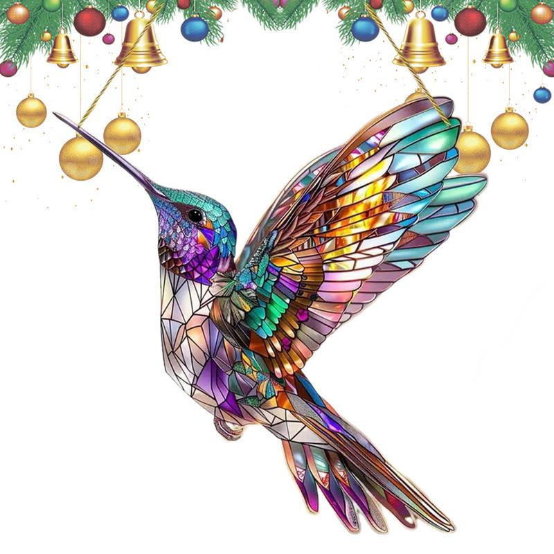 Acryl Vogelornament 2D Kolibrie Vogelhanger Binnen Buiten Gebruik Zonlicht Vangen Platte Kunst Vogelornament Voor Balkon Leven