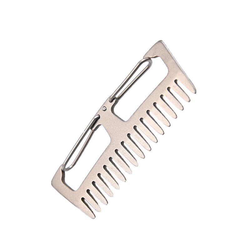 Czysty tytan grzebień brelok antystatyczny lekki karabinek na wolnym powietrzu podróż grzebień ze stopu tytanu przenośna wisząca klamra