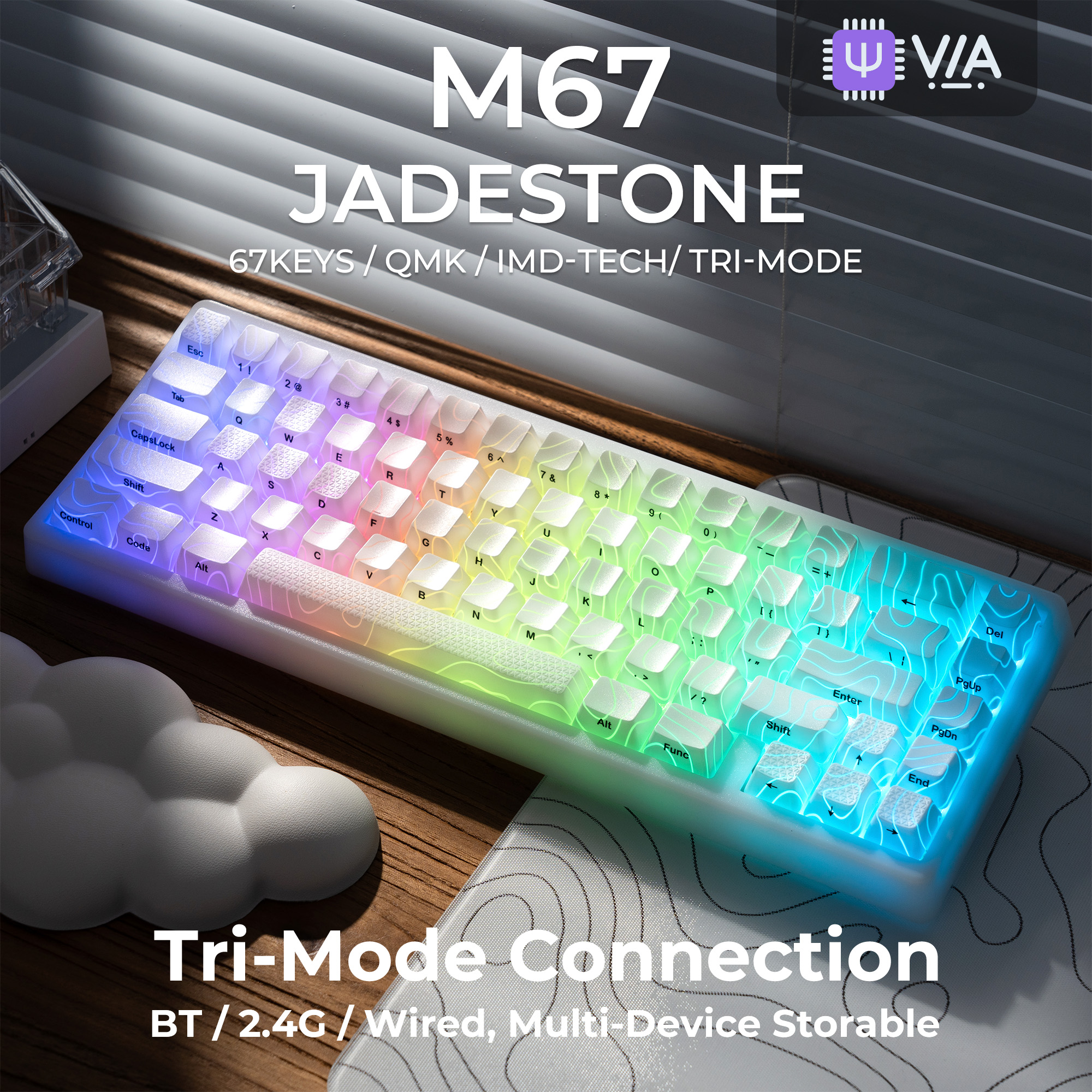 Teclado mecánico XVX M67 JadeStone con teclas IMD-Tech, de junta intercambiable en , teclado con retroiluminación RGB personalizado de tres modos