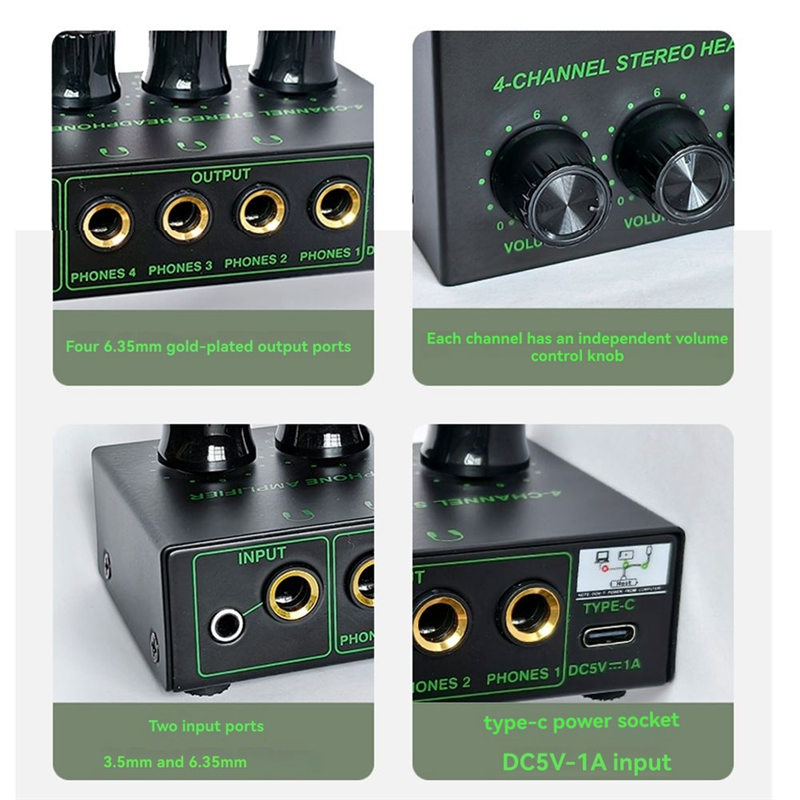 AAAEL-4 Channel Low Noise Stereo Audio Amplifier Headphone Amplifier For Sound Mixer PC Guitar