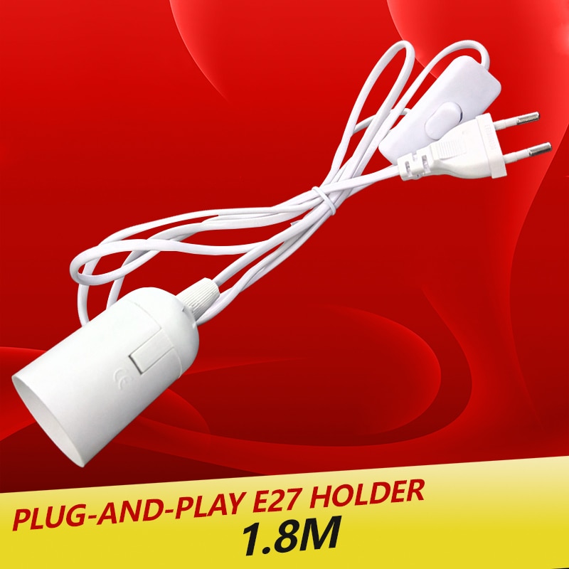BESPAREN Plug-en-play E27 houder voor E27 socket e27 lamp led licht lamp, schakelaar om E27 Netsnoer Europa Rusland Plug