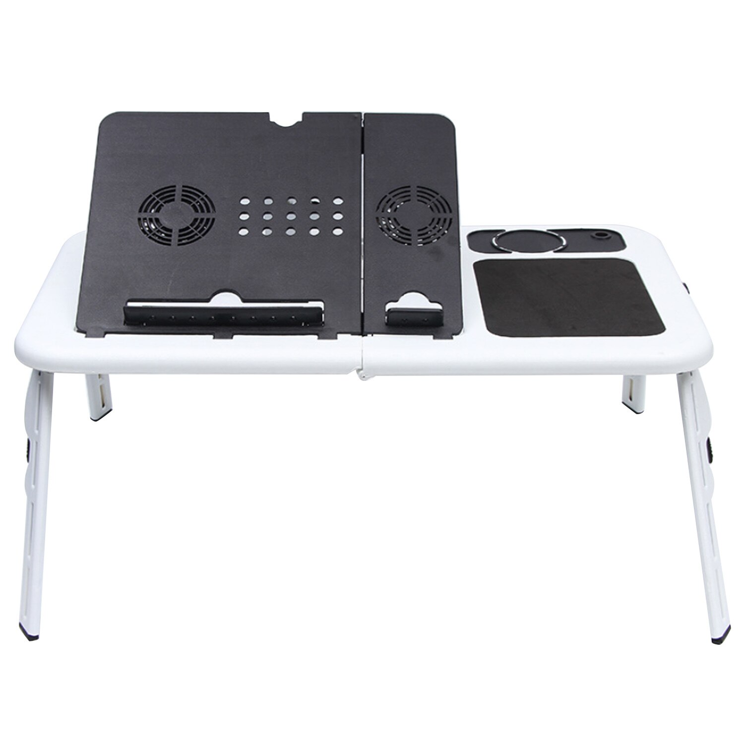 Besegad Tragbare Folding Einstellbare Laptop Bett Tablett USB Notebook PC Tisch Schreibtisch Stehen mit 2 Lüfter Maus Tasse Halter schwarz: Black White