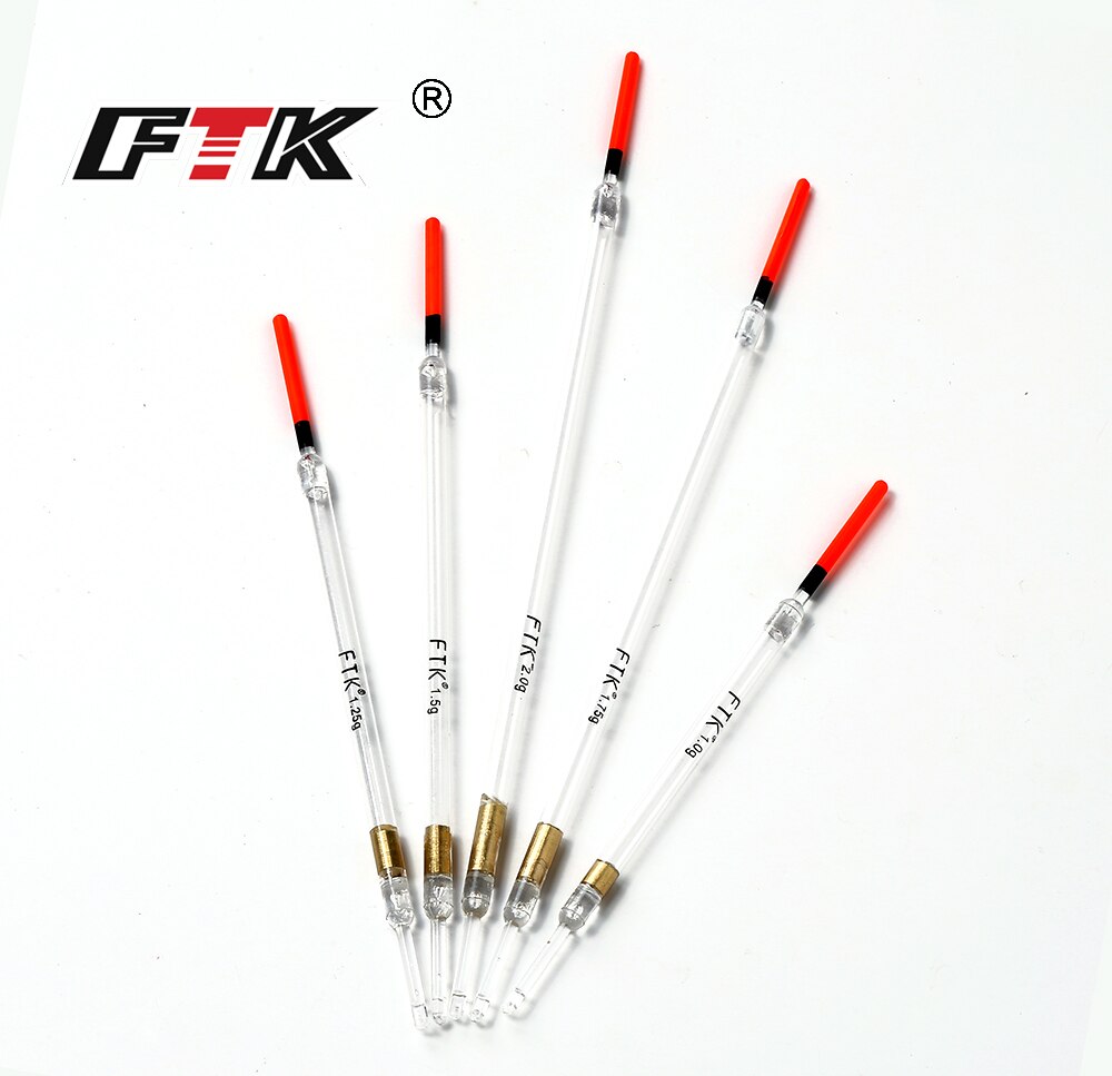 Ftk fiskeflöte 10 st/lot nylon plastflotta 1.0g/1.25g/1.5g/1.75g/2.0g kristallplast fiskeflottar tubset fiskeredskap