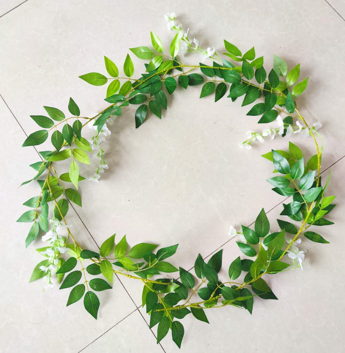 Guirnalda de hojas de Sauce de eucalipto verde Artificial, vid, boda, verde, hogar, de cumpleaños, mesa, pared, decoración de hojas verdes: model 7