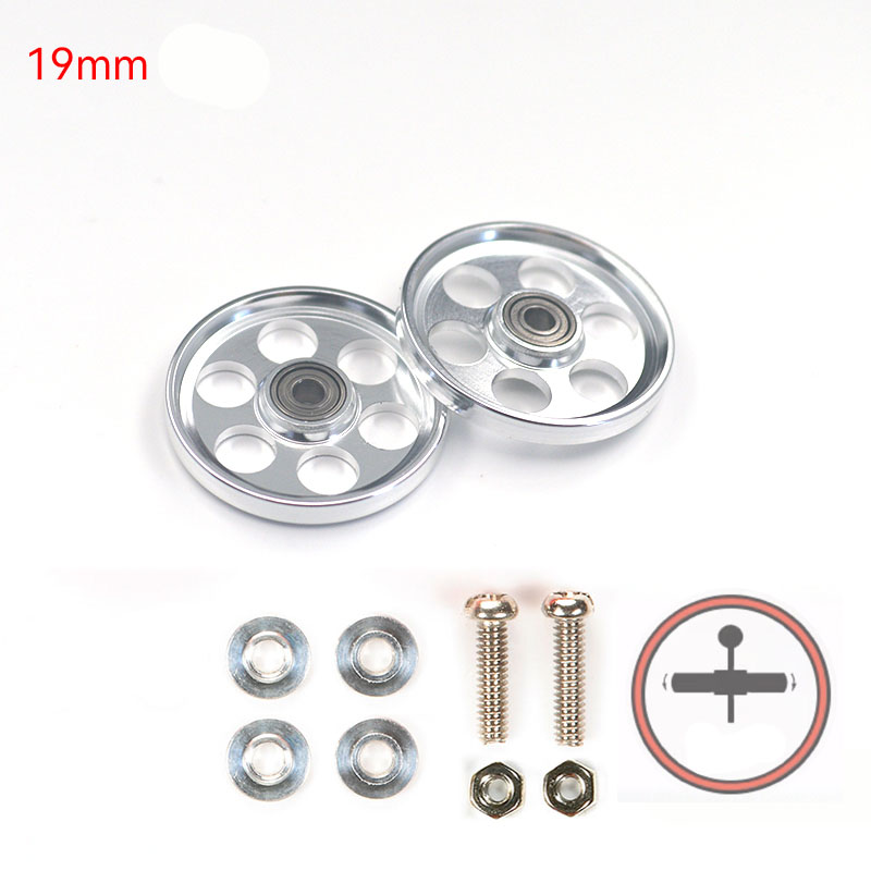 2pcs Aluminum Alloy 19mm Rollers Bearing Roller Arc Edge Guide Wheel Tamiya Mini 4WD 94996/95349/95348/15449 Self Made Parts