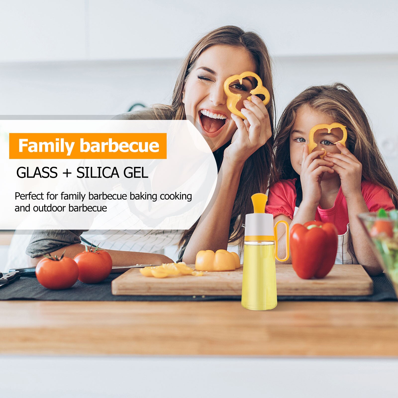 Large-capacity Kitchen Oil Pot Two-in-One Glass Oilcan Condiment Container with Brush