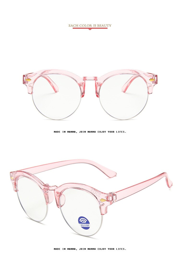 Rosa clássico semi sem aro anti azul óculos de luz crianças redondos óculos quadros computador meninos meninas óculos ópticos uv400: TR Pink