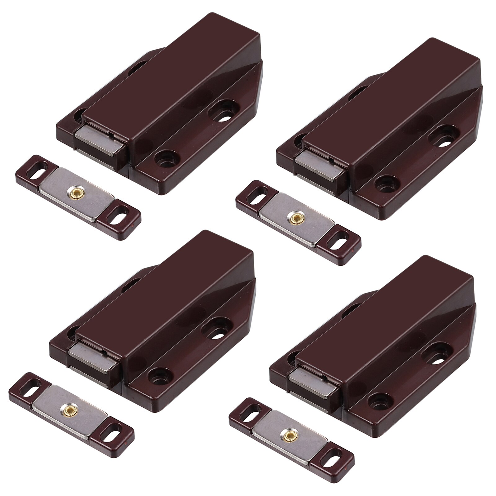 TANiCE 4Pcs Door Latch Sliding Lock Push-To-Open For Release Cabinet Large Doors Drawer Catches Latch White or Brown Door Locks: Auburn