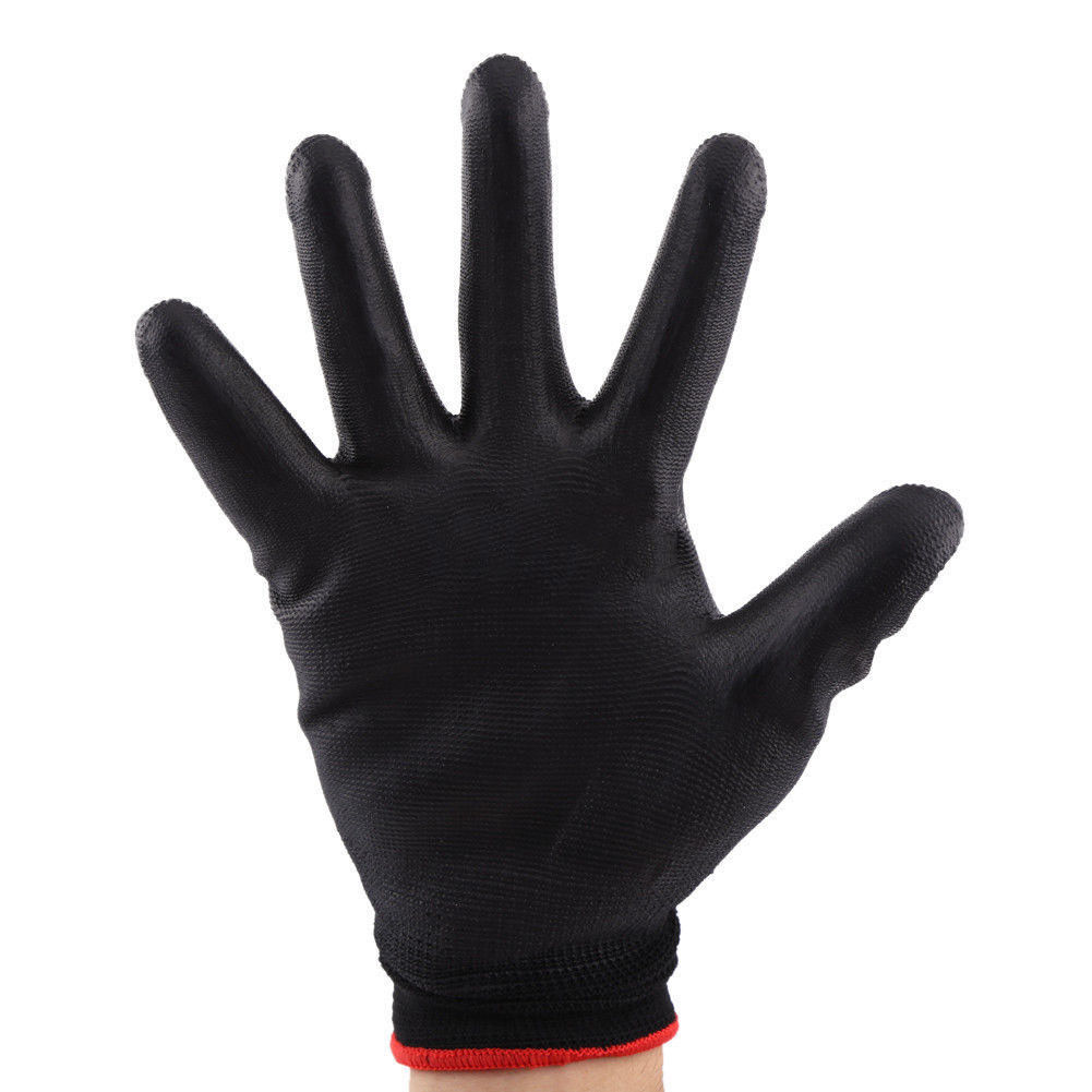 Solide PU Nylon Sicherheit Beschichtung Arbeit Handschuhe Builders Palm Schützen Anti statische Nylon Gummi Beschichtete Handschuhe Stricken Manschette Chemische