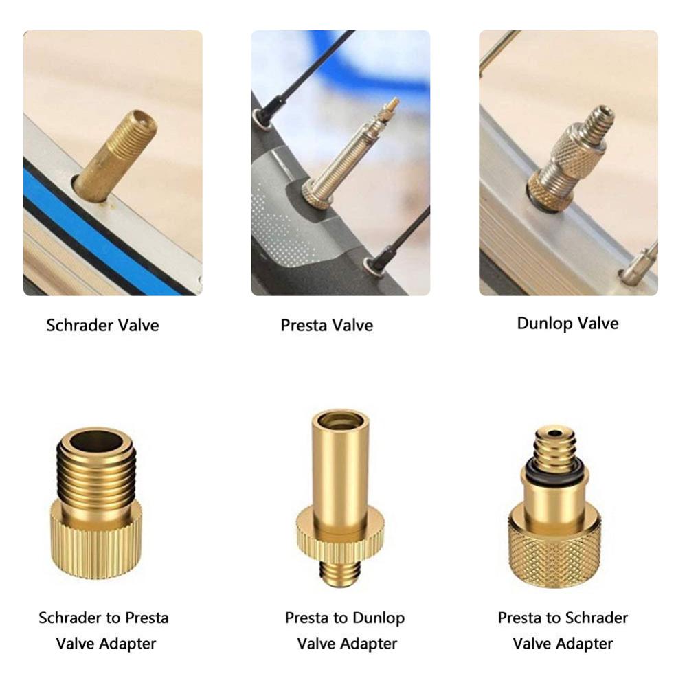 Brass Presta and Schrader Valve Adapter Kit Bike Tire Ball Pump Needle Fit for Standard Pump or Air Compressor