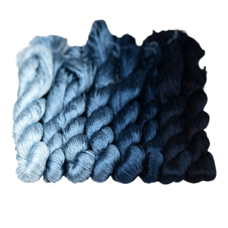 silk embroidery thread / 100% silk thread /hand embroidery embroider cross stitch/indigo series/8 gradient colors: 8 colors